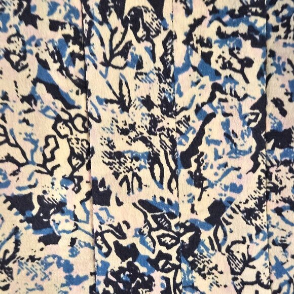 Rebecca Taylor Silk Blue Black Long Sleeve Blouse 6 Office Boho Chic Resortwear - Picture 8 of 12